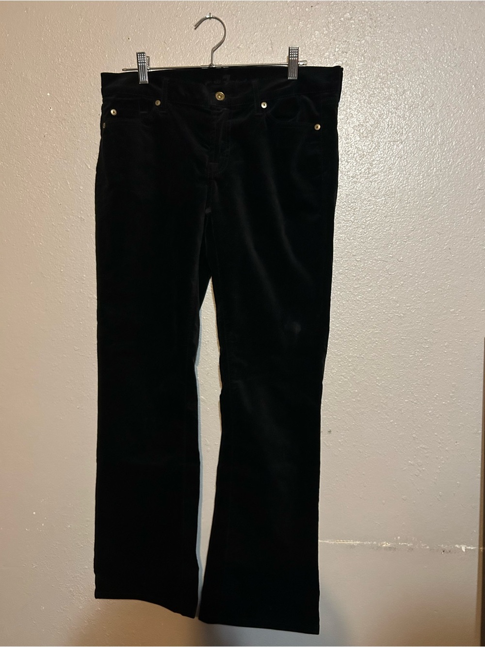 7 For All Mankind Black velvet Boot Cut Jeans